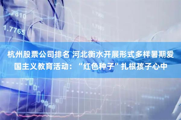 杭州股票公司排名 河北衡水开展形式多样暑期爱国主义教育活动：“红色种子”扎根孩子心中